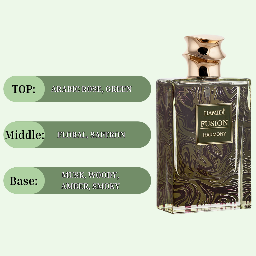 FUSION HARMONY EDP Spray 85ML (2.8 OZ) By Hamidi | A Long Lasting & Harmonious Blend Of Delicate Florals. - Intense Oud