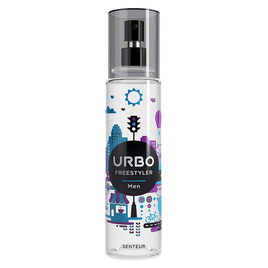 Urbo Freestyler for Men body spray 150 mL, a refreshing men's body mist with a sleek bottle and modern design.