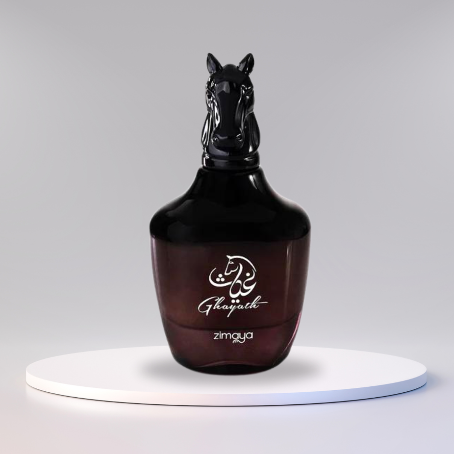 Ghayath Eau De Parfum spray by Zimaya, 100ml, featuring a long-lasting woody fragrance for men and women.