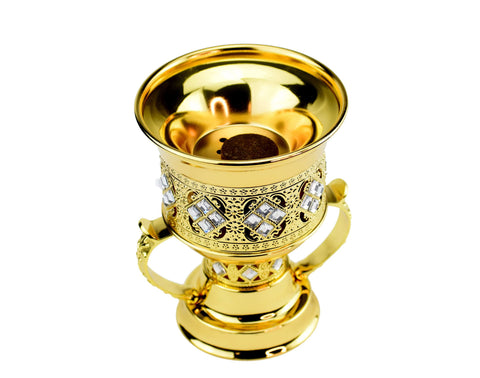 Trophy Style Incense Bakhoor Burner - 7 Inch - Gold - Intense oud