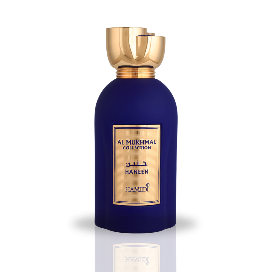 Hamidi HANEEN EDP spray 100ML, an exotic floral and woody fragrance bottle with elegant design.