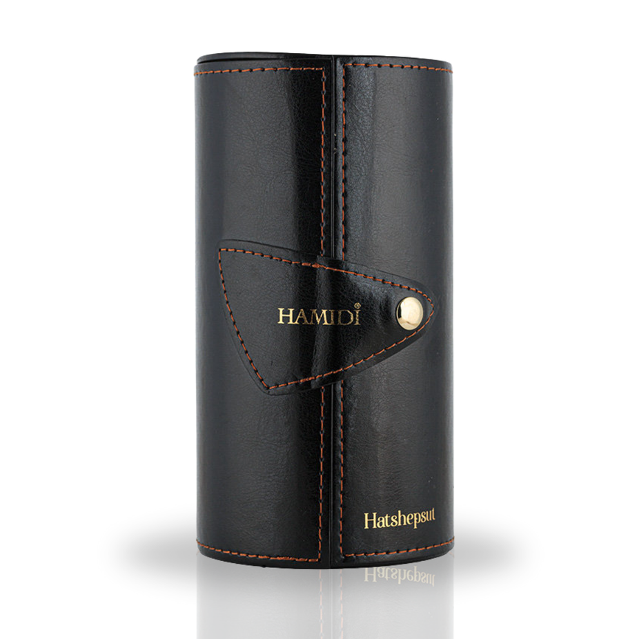 Hamidi Hatshepsut EDP perfume spray bottle, 100ml, showcasing elegant packaging and regal design for a luxurious fragrance experience.