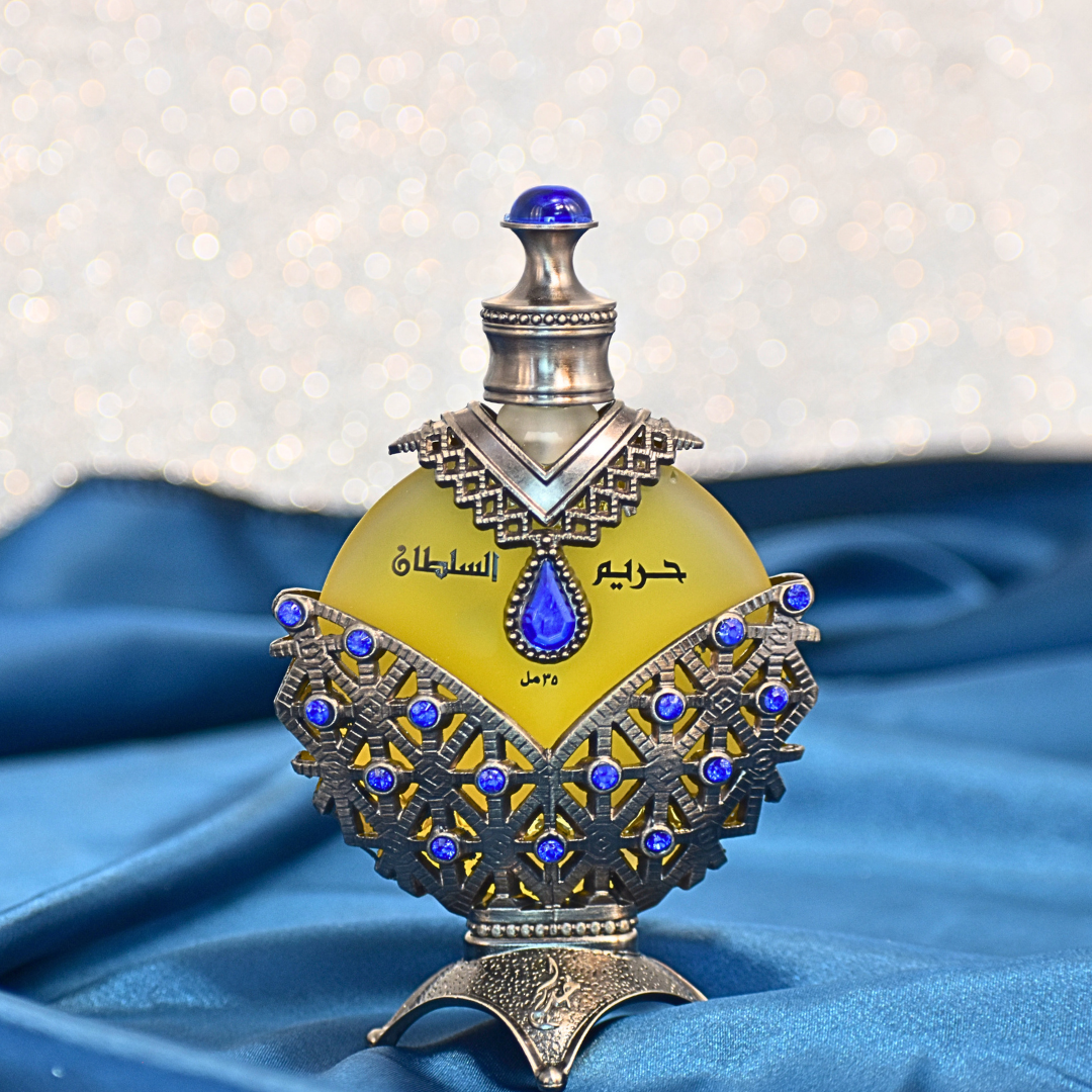 Hareem Al Sultan Gold Oil & Hareem Al Sultan Blue Antique Oil - CPO 35ML (1.18 OZ) BY KHADLAJ. (Value Pack) - Intense Oud