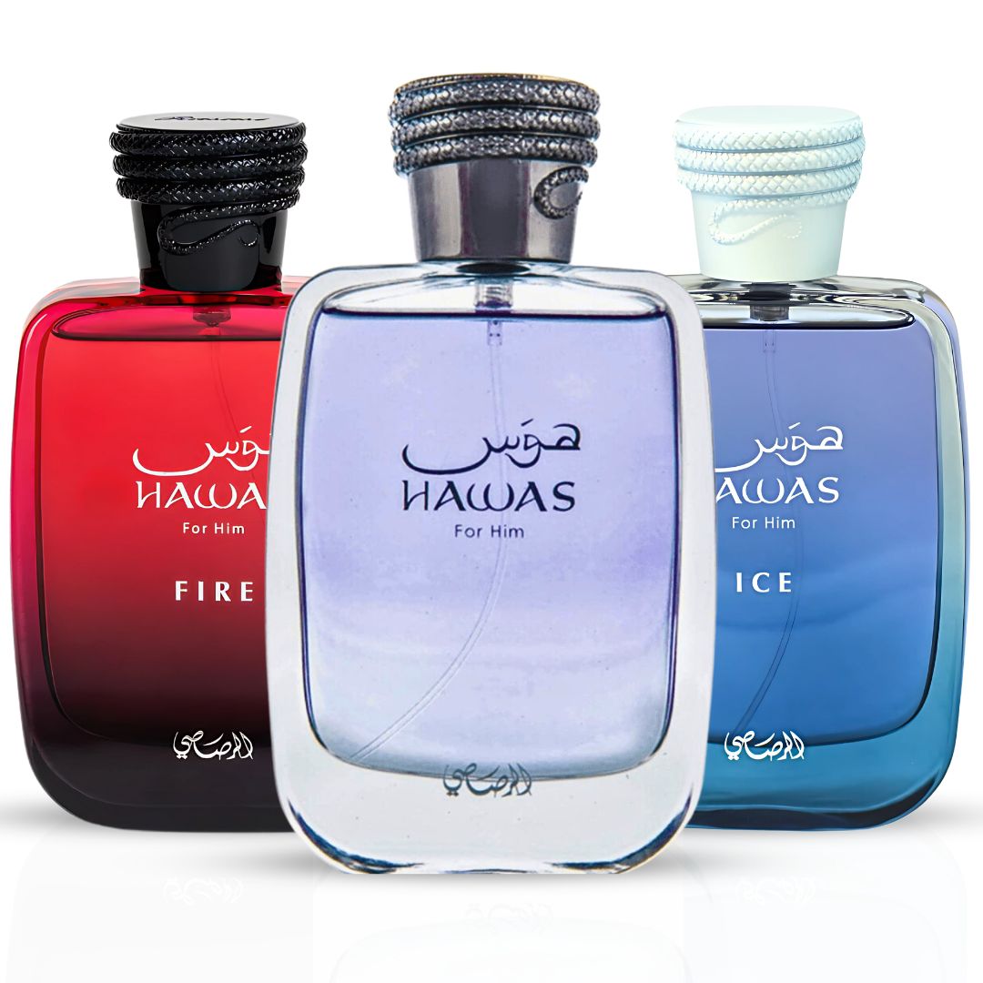 Hawas, Hawas Ice & Hawas Fire Eau De Parfum Sprays 100ML (3.4 OZ) By Rasasi | An Exquisite Trio Of Invigorating, Refined & Masterfully Crafted Fragrances. (THE ULTIMATE COLLECTION) - Intense Oud