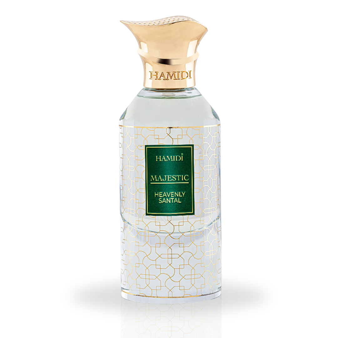 Hamidi Majestic Heavenly Santal EDP spray 85ml with elegant floral fragrance and serene, blissful scent.