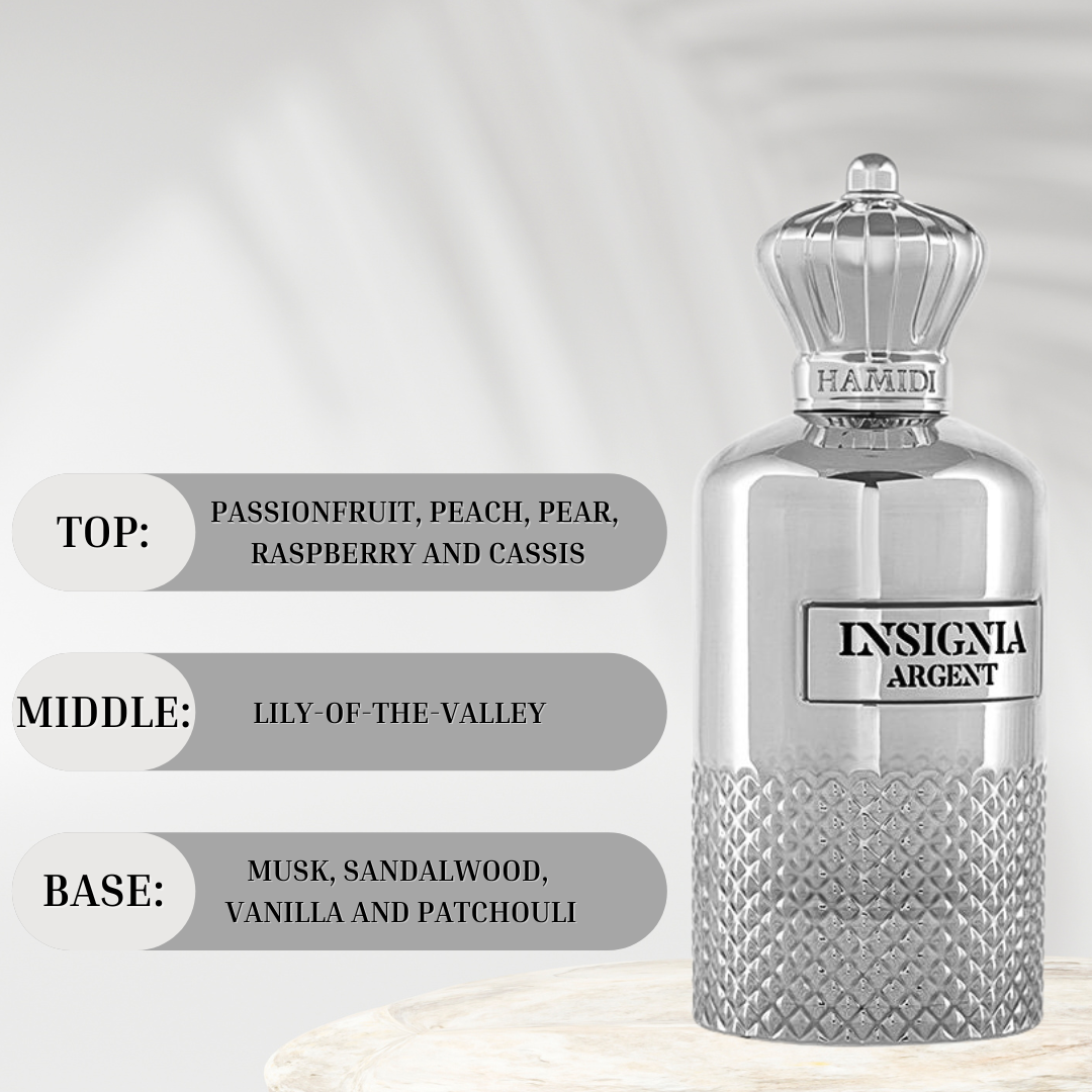 INSIGNIA ARGENT EDP Spray 105ML (3.5 OZ) By Hamidi | Illuminate Your Senses With This Exquisite Fragrance. - Intense Oud