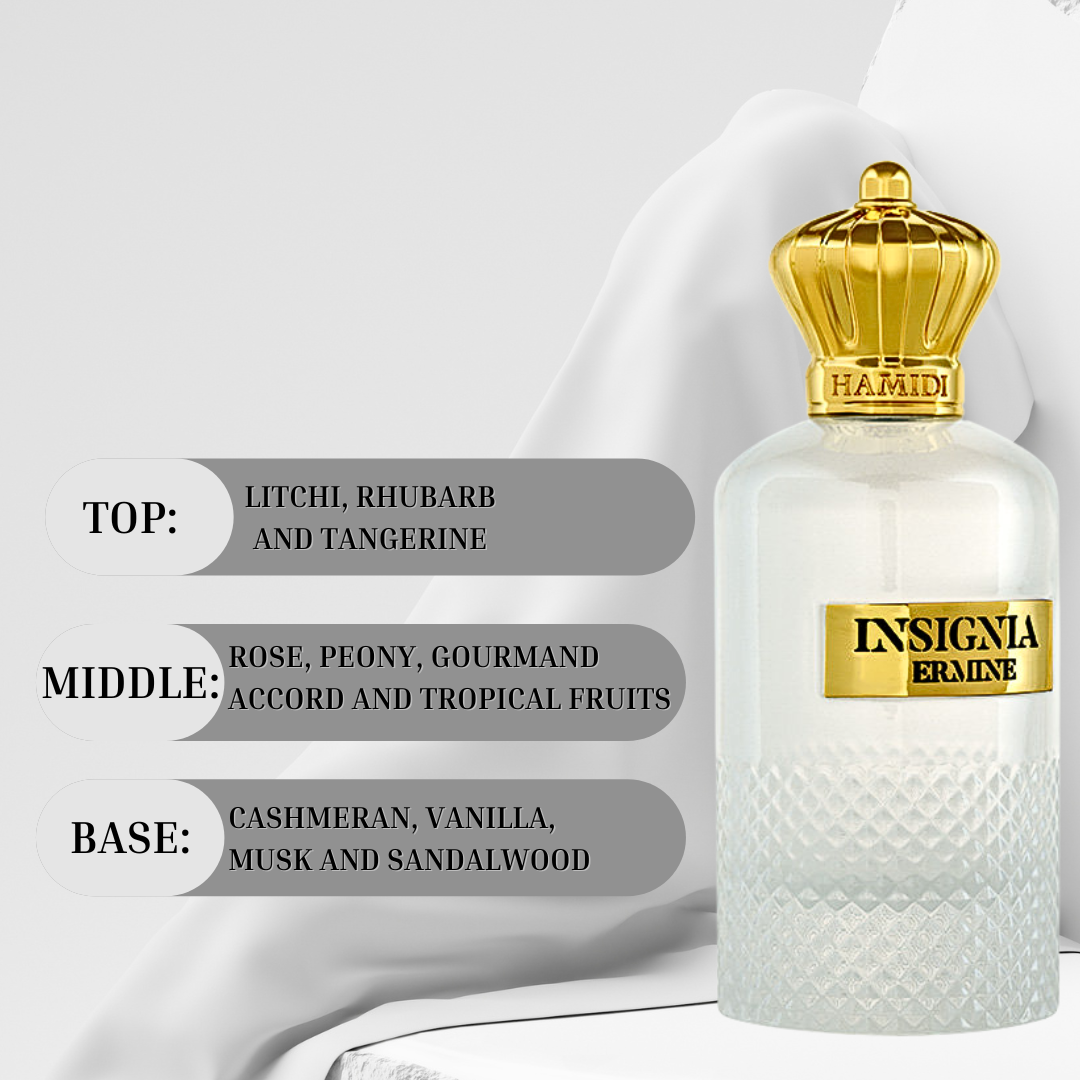 INSIGNIA ERMINE EDP Spray 105ML (3.5 OZ) By Hamidi | Unique And Sophisticated Unisex Fragrance. - Intense Oud