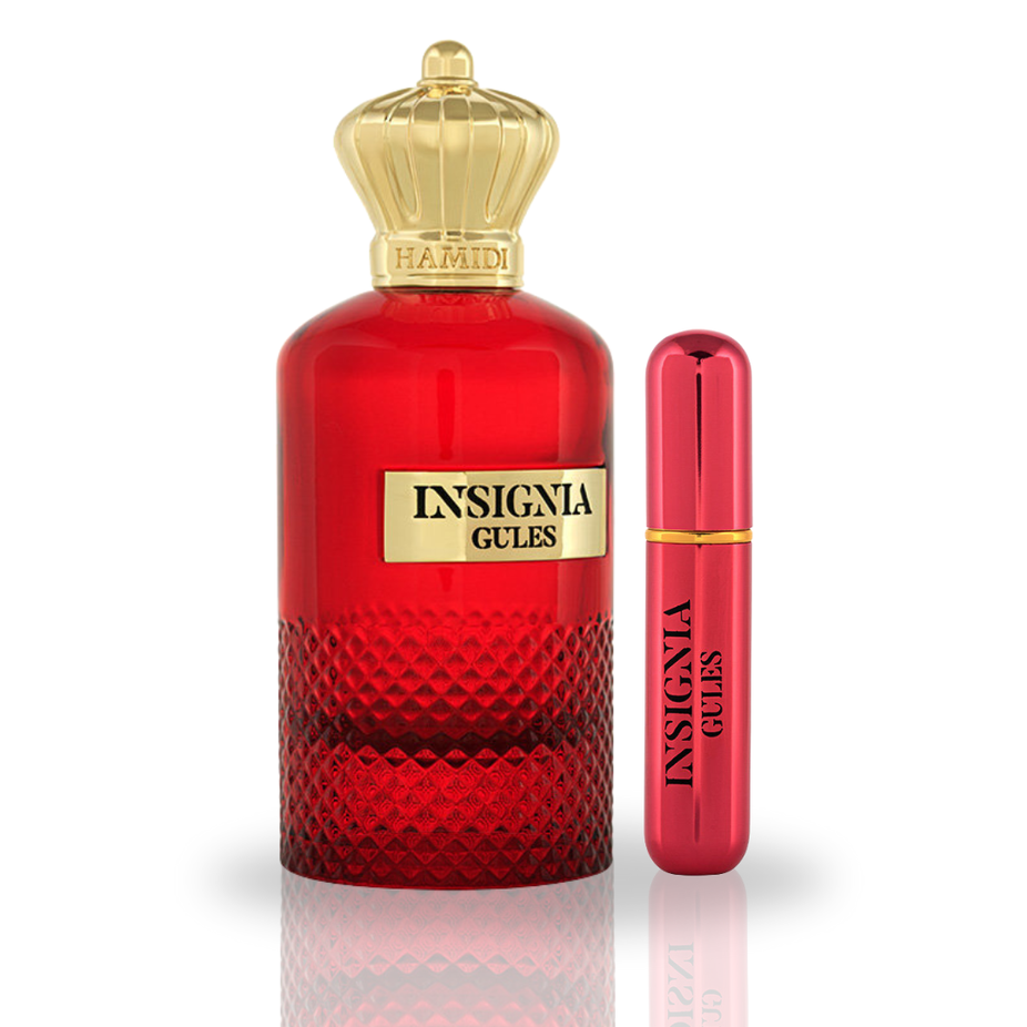 Hamidi Insignia Gules EDP spray 105ml bottle, long-lasting perfume with a captivating and harmonious scent blend.