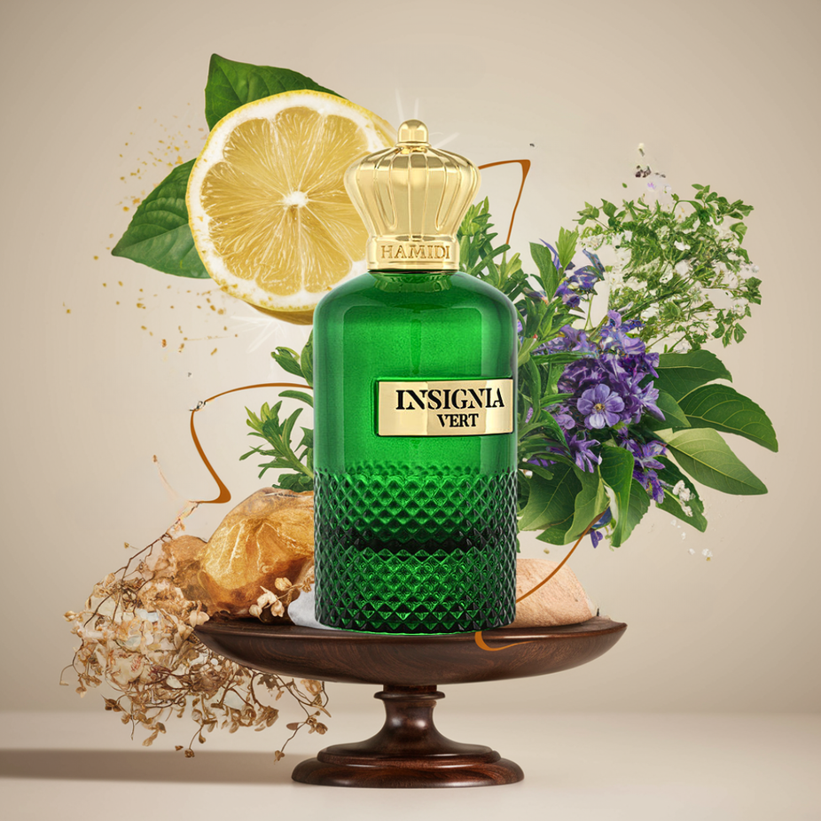 Hamidi Insignia Vert Eau de Parfum spray bottle, 105ml, showcasing elegant packaging and fresh fragrance design.