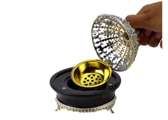 Jeweled Regal Crown Style Closed Incense Bakhoor Burner - Silver - Intense oud