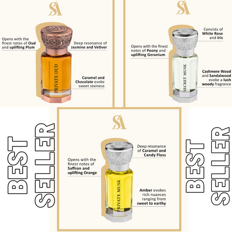 Private Musk, Private Oud & Secret Musk Concentrated Perfume Oil CPO - 12ML (0.4Oz) 3 Collection By Swiss Arabian - Intense oud