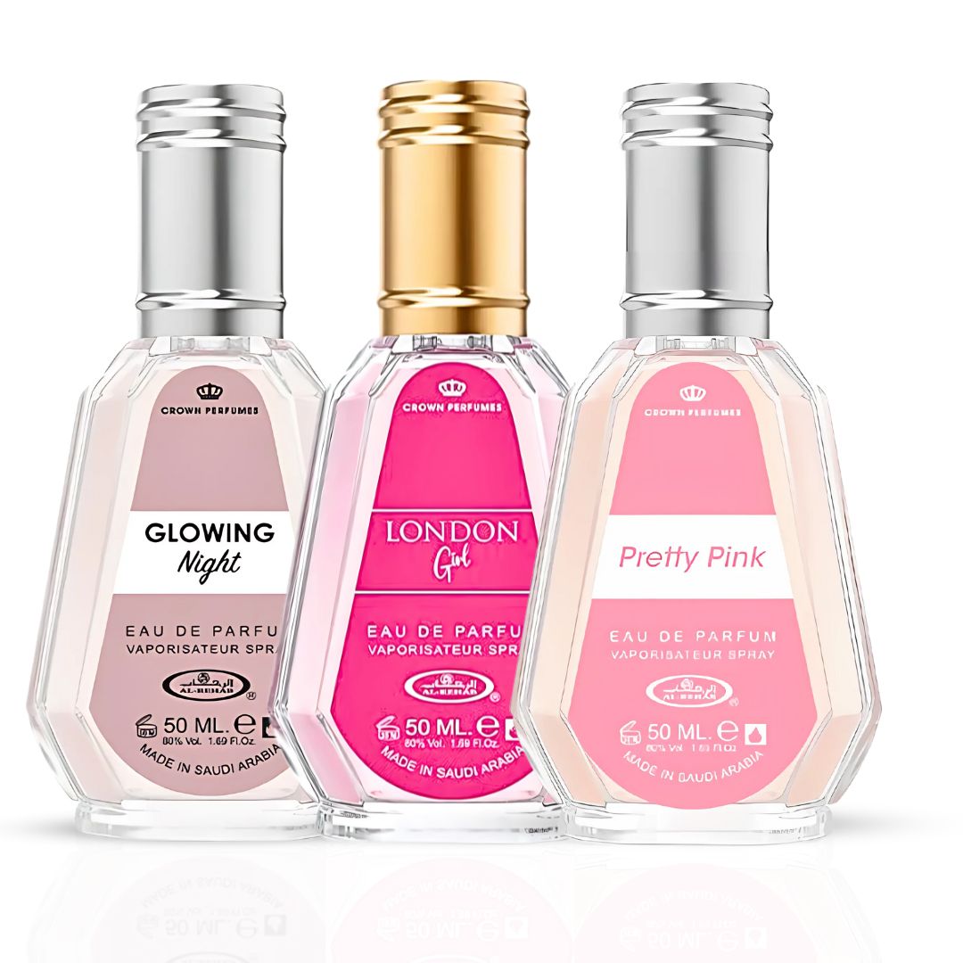 London Girl, Glowing Night & Pretty Pink Eau De Parfum Spray 50ML (1.7 OZ) By Al Rehab | An Enchanting Trio Of Fruity, Floral & Velvety Scents. (Bundle) - Intense Oud