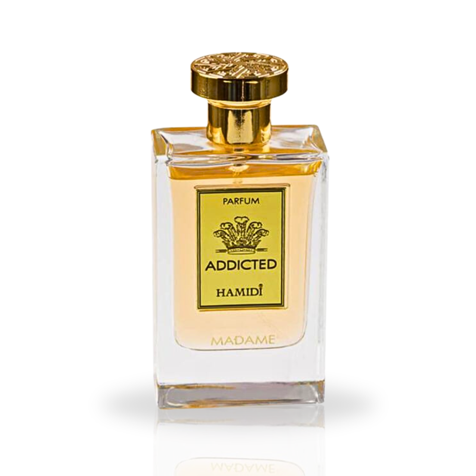 Hamidi Addicted Madame EDP spray bottle, 120ml, featuring floral design and elegant packaging.