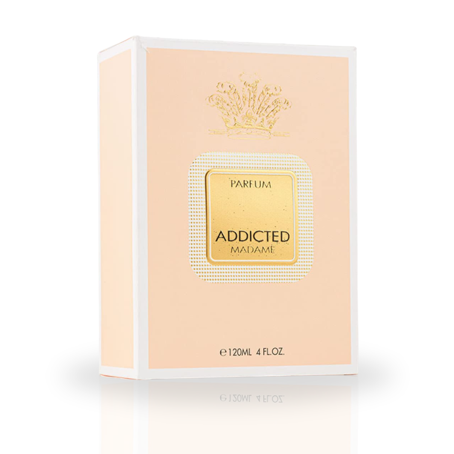 Hamidi Addicted Madame EDP perfume spray bottle, floral fragrance with delicate sweetness, 120ML (4 OZ).