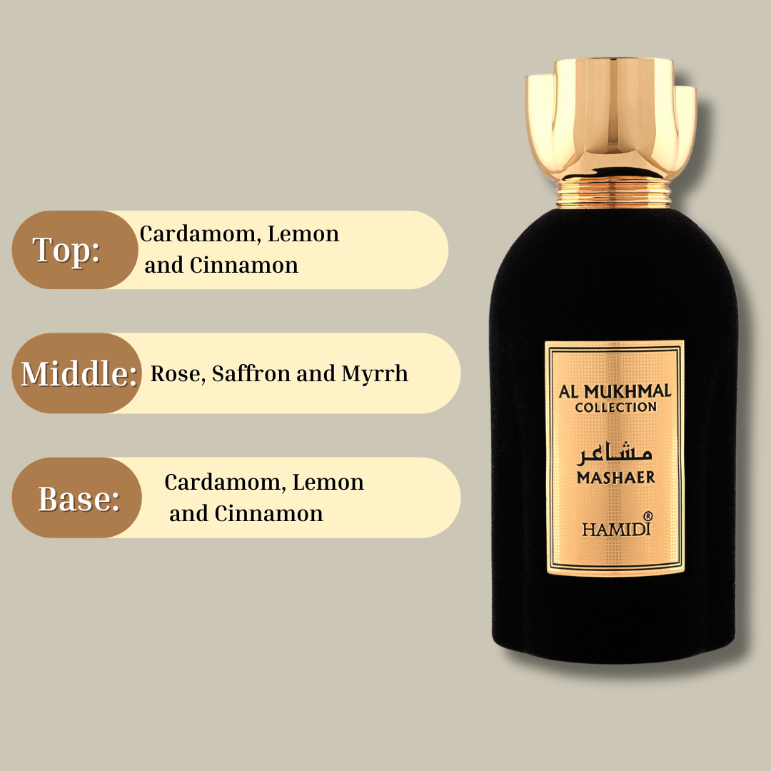 AL MUKHMAL - MASHAER EDP Spray 100ML (3.4 OZ) By Hamidi | A Long Lasting Harmonious Blend Of Evocative Fragrance. - Intense Oud