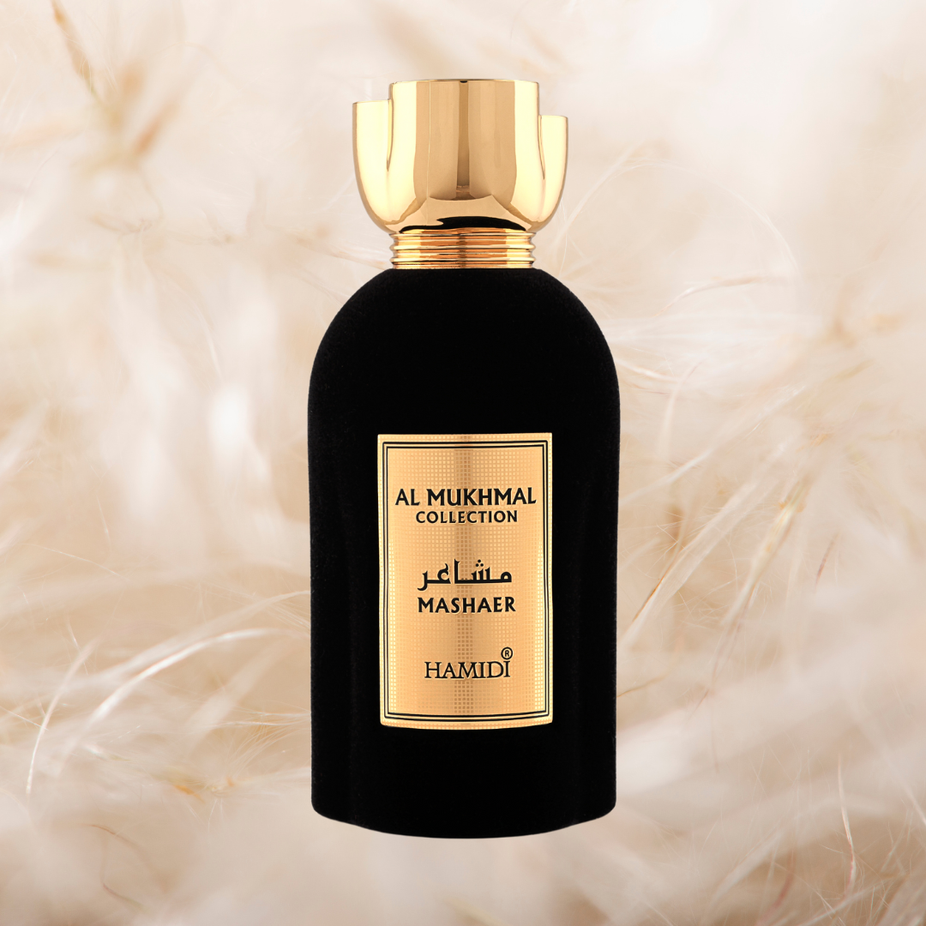 Hamidi Mashaer Eau de Parfum spray bottle, 100ml (3.4 oz), with elegant packaging and floral fragrance design.