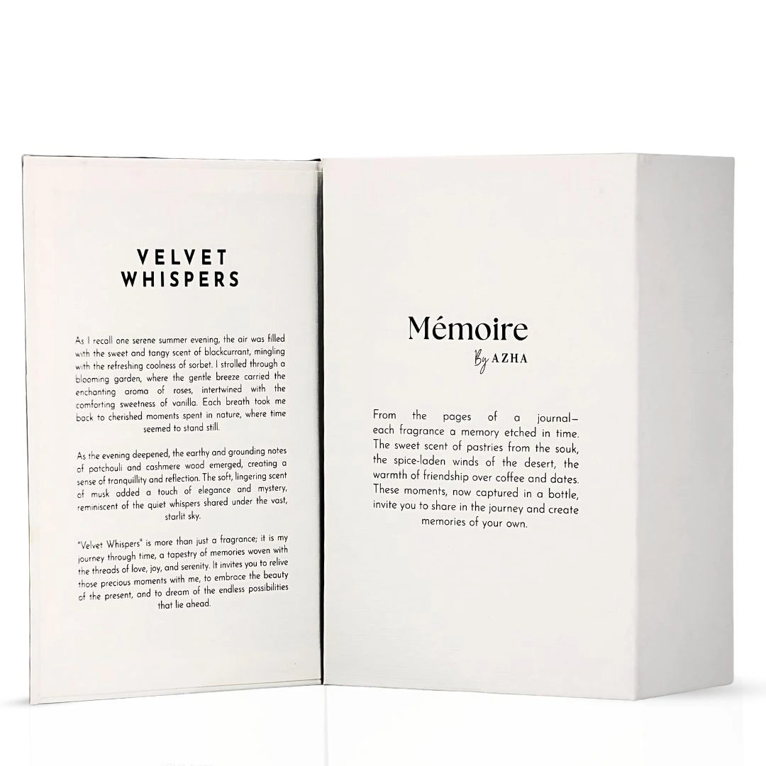 Velvet Whispers Extrait de Parfum Spray 100ml (3.3 Oz) - Memoire Collection by Azha | Soft, Sensual & Unforgettable - Intense Oud