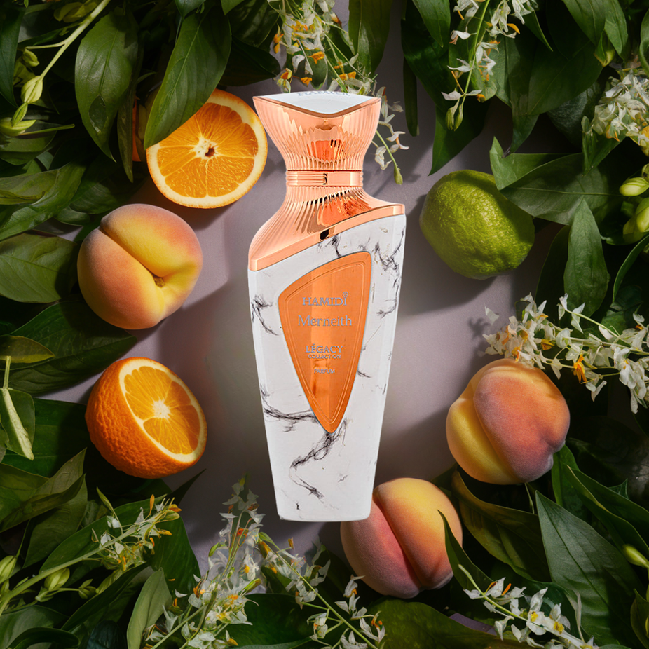 Hamidi Merneith Eau de Parfum spray 100ml bottle with elegant packaging and floral design.