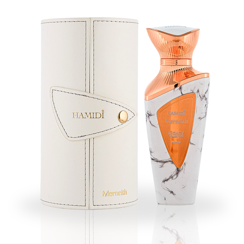 Hamidi Merneith Eau de Parfum spray 100ml bottle with elegant packaging and floral fragrance design.