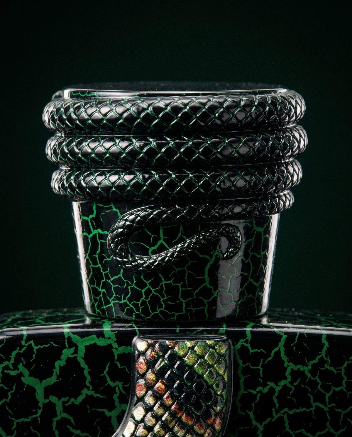 Boa label with snakeskin inlay