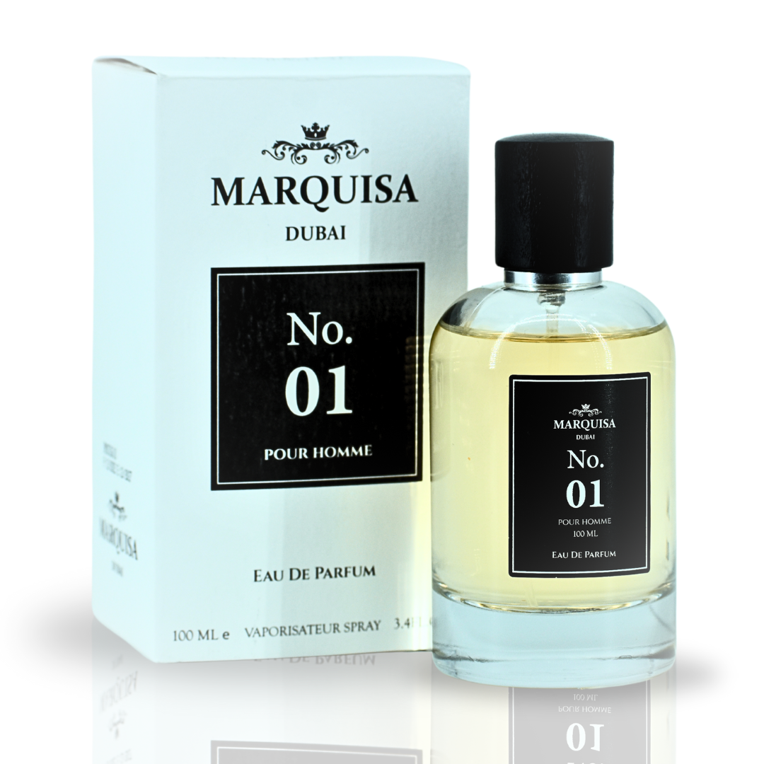 NO. 01 Pour Homme EDP Spray 100ML (3.4OZ) By Marquisa Dubai | Long Lasting & Luxuriuos Fragrances. - Intense Oud