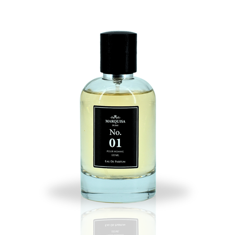 Marquisa Dubai NO. 01 Pour Homme EDP spray 100ML, a luxurious long-lasting men's fragrance with elegant packaging.
