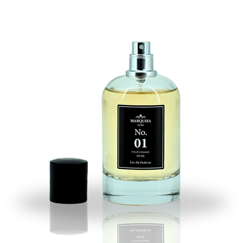 Marquisa Dubai NO. 01 Pour Homme Eau De Parfum spray 100ml bottle, luxurious long-lasting fragrance, sleek design.
