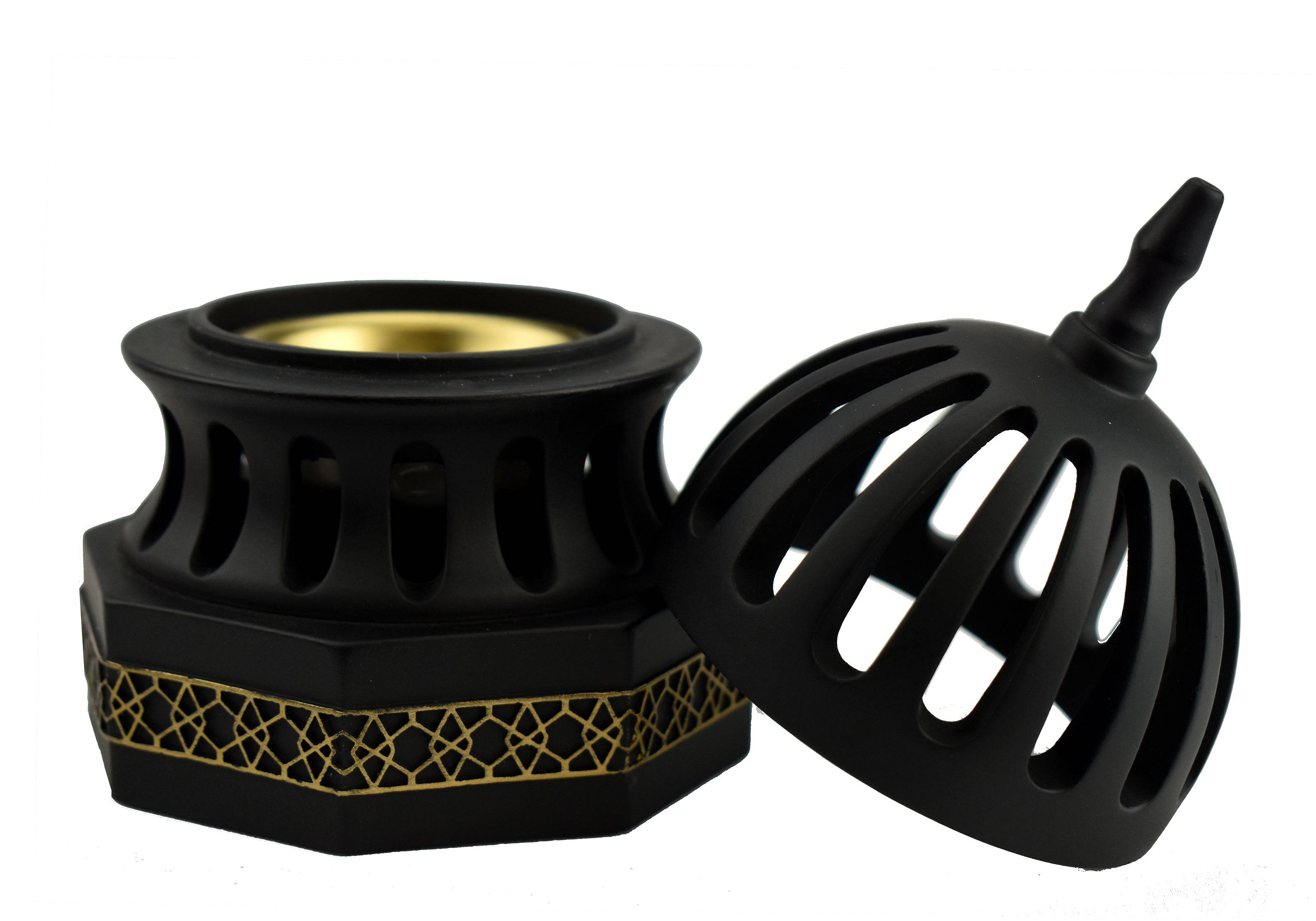 Classic Traditional Dome Style Closed Incense Bakhoor Burner - Black - Intense oud