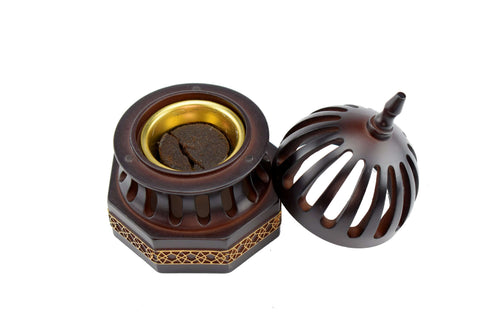 Classic Traditional Dome Style Closed Incense Bakhoor Burner - Brown - Intense oud