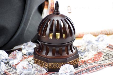 Classic Traditional Dome Style Closed Incense Bakhoor Burner - Brown - Intense oud