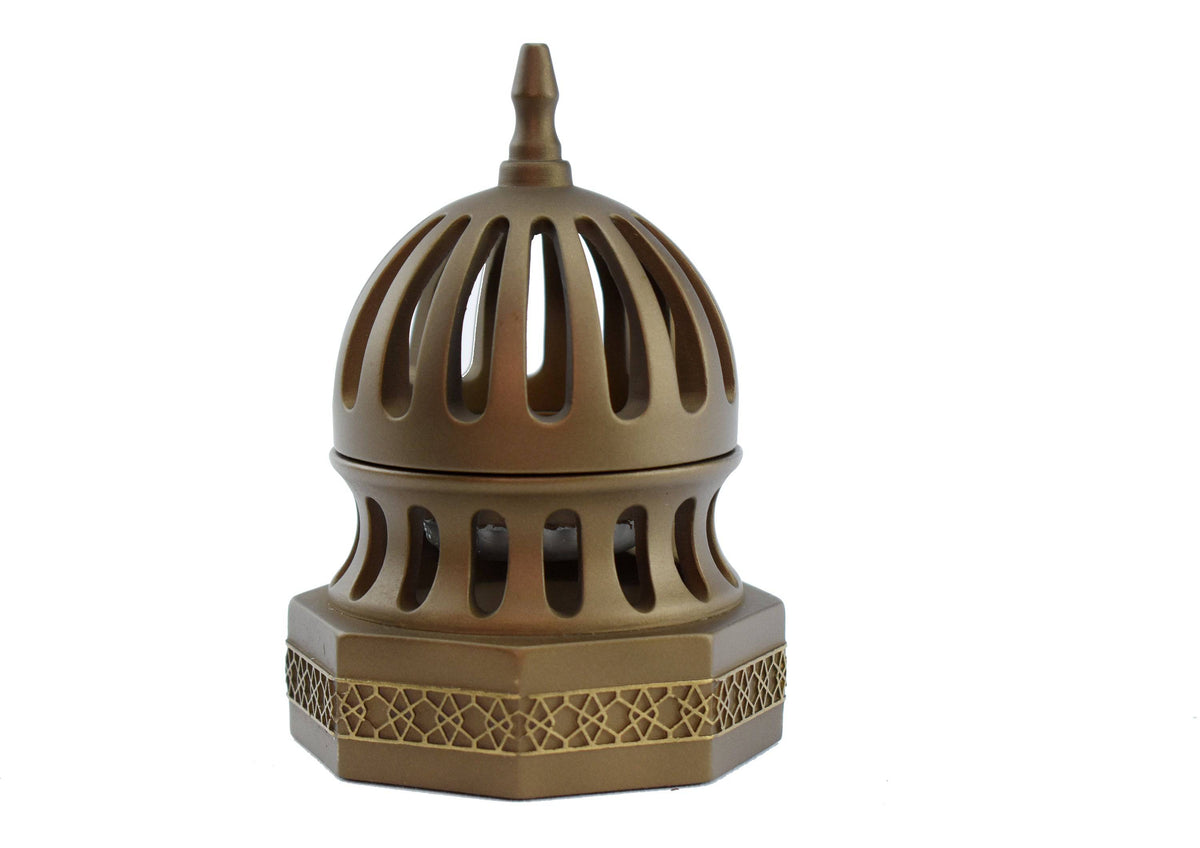 Classic Traditional Dome Style Closed Incense Bakhoor Burner - Gold - Intense oud