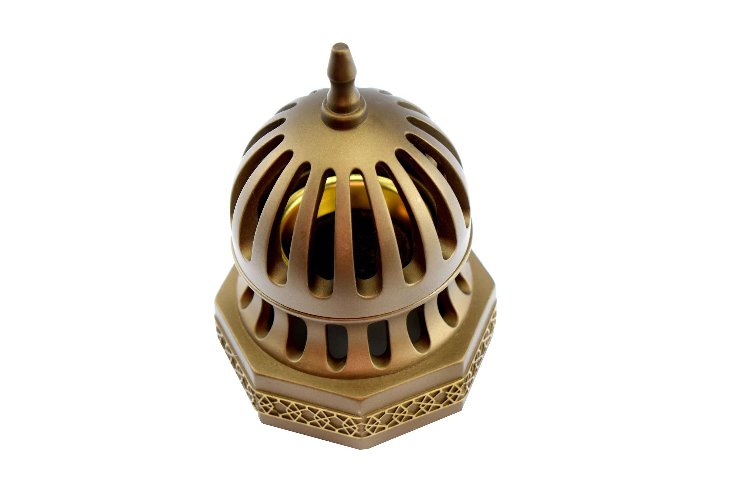 Classic Traditional Dome Style Closed Incense Bakhoor Burner - Gold - Intense oud