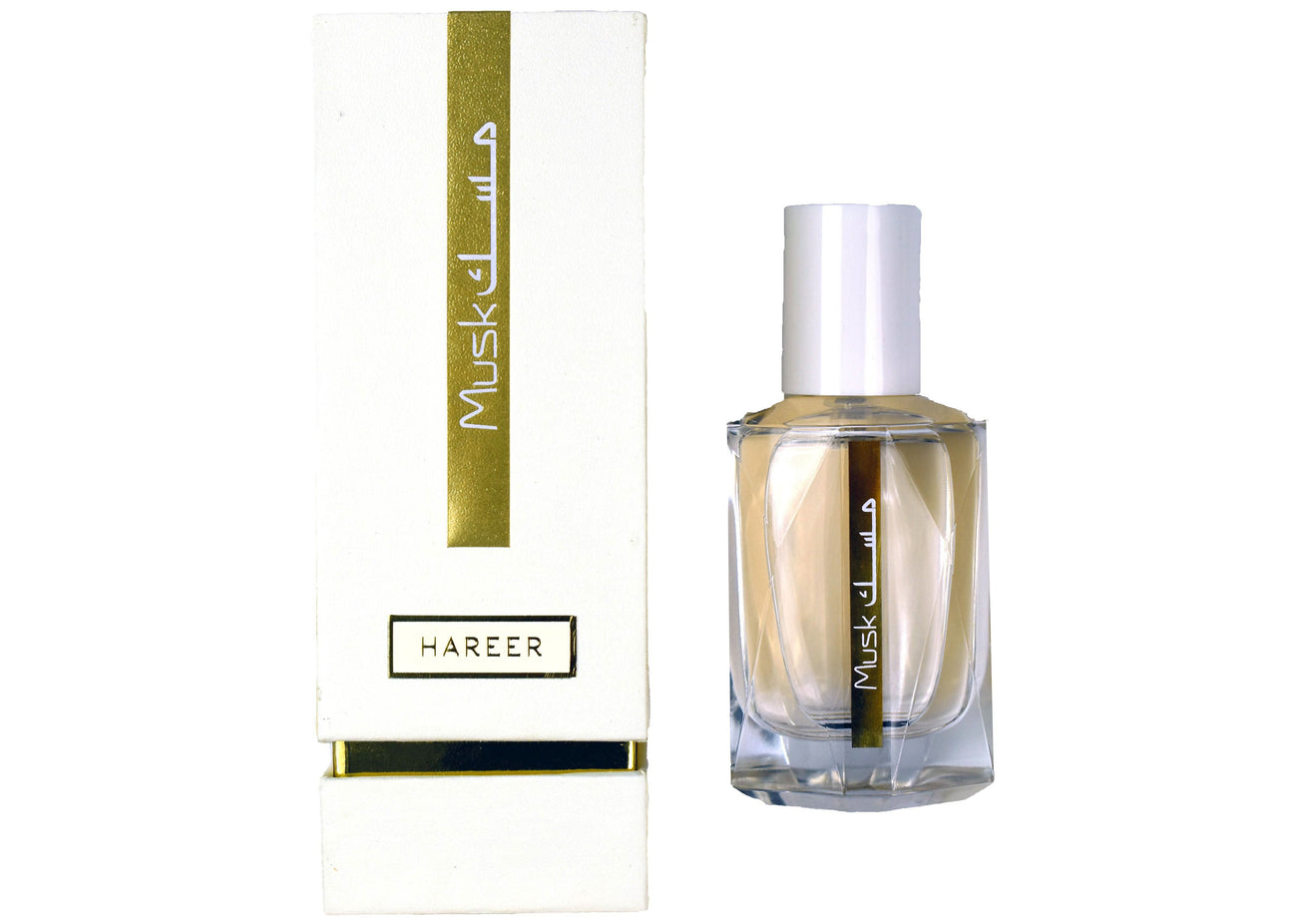 Unisex Musk Hareer Eau de Parfum by Rasasi, 50ml bottle with elegant packaging and fragrance details visible.