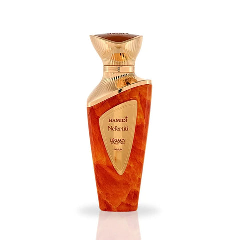 Hamidi Legacy Nefertiti Eau de Parfum spray 100ml with velvet pouch, featuring elegant bottle design and luxurious fragrance.