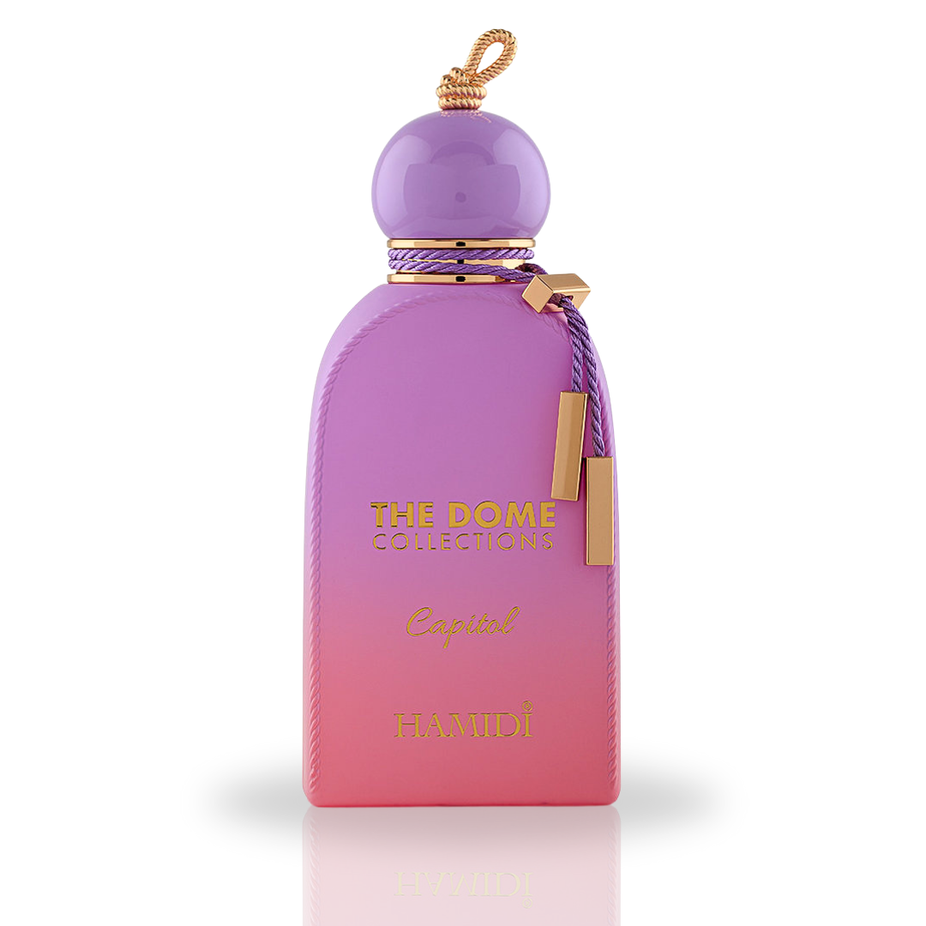 Hamidi THE DOME Capitol EDP spray 100ml with delicate floral notes, long-lasting fragrance in a stylish perfume bottle.