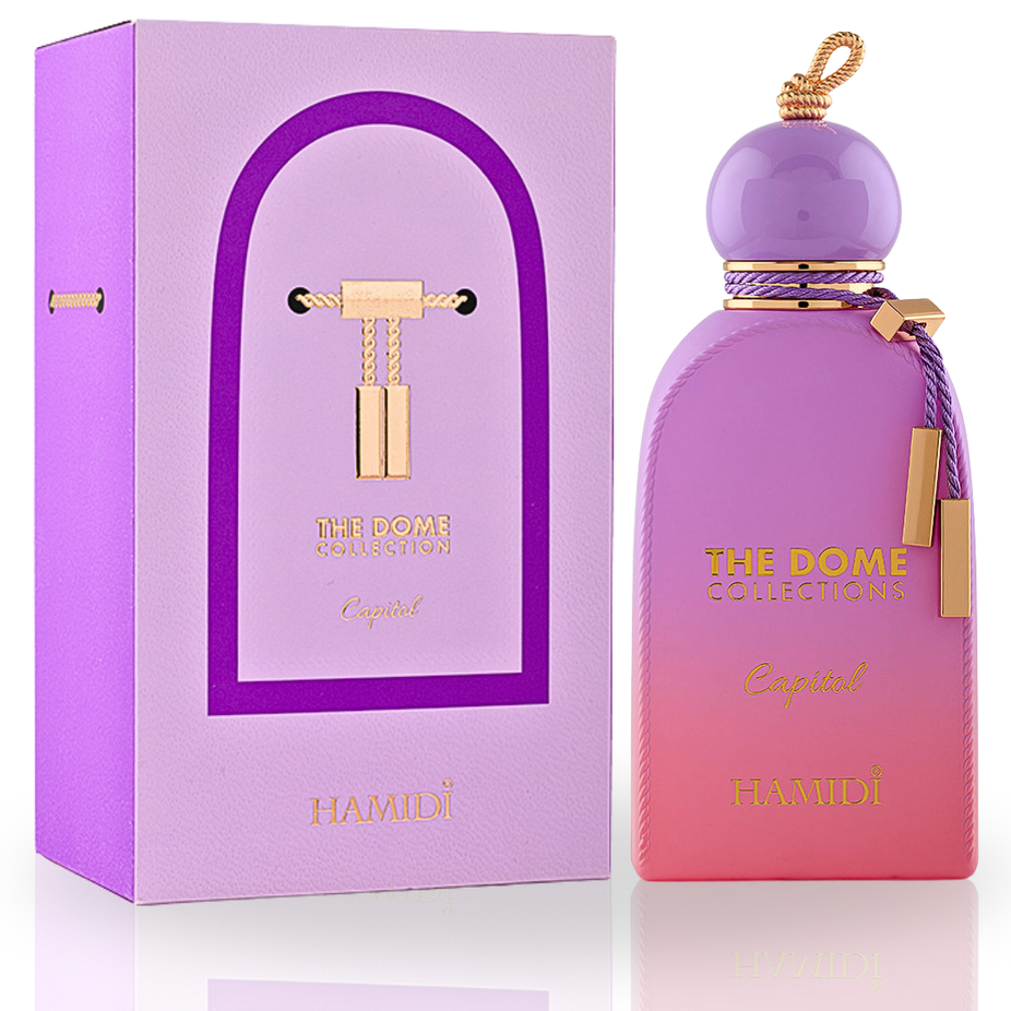 Hamidi THE DOME Capitol EDP perfume spray 100ml, featuring a long-lasting blend of delicate floral notes in a sleek bottle.