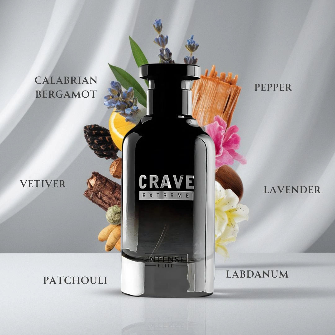 Crave Extreme Eau de Parfum Spray 100ml (3.4 oz) by Intense Elite (Velvet Pouch) - Intense Oud