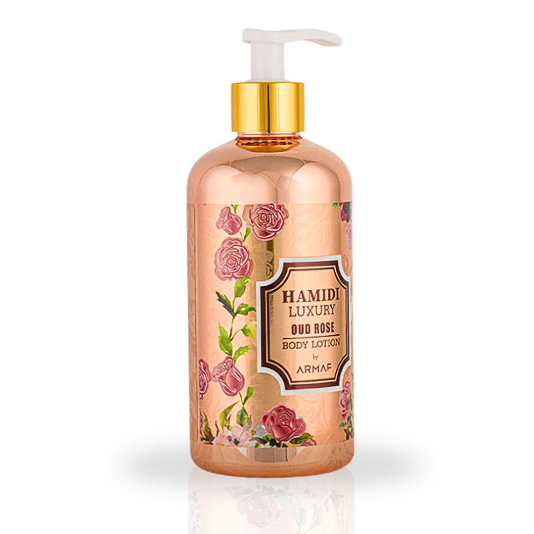 LUXURY OUD ROSE BODY LOTION 500ML (16.9 OZ) By Hamidi | Ultra Moisturizing & Skin-Nourishing | Replenishes Dry Skin, Sweet Fragrance.