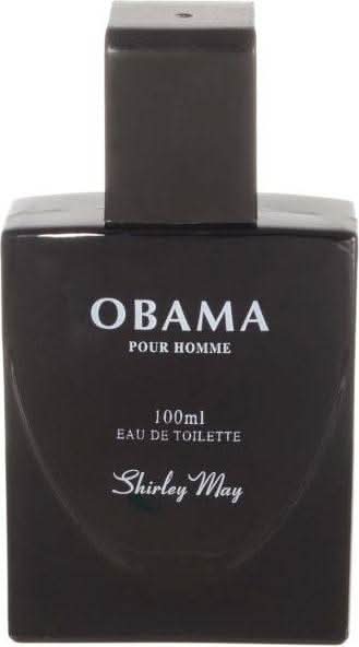 Shirley May Obama for Men EDT 100ml bottle with pouch, masculine fragrance, stylish packaging, and sleek design.