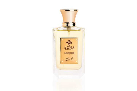 Azha Oud'n Cuir Eau de Parfum 100ml bottle with elegant black and gold packaging, showcasing the luxurious fragrance design.