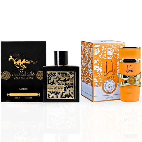Qaed Al Fursan EDP Spray 90ML & Yara Tous EDP Spray 100ML By Lattafa | For Every Moment, The Ideal Fragrance Duo. (MAJESTIC BUNDLE) - Intense Oud