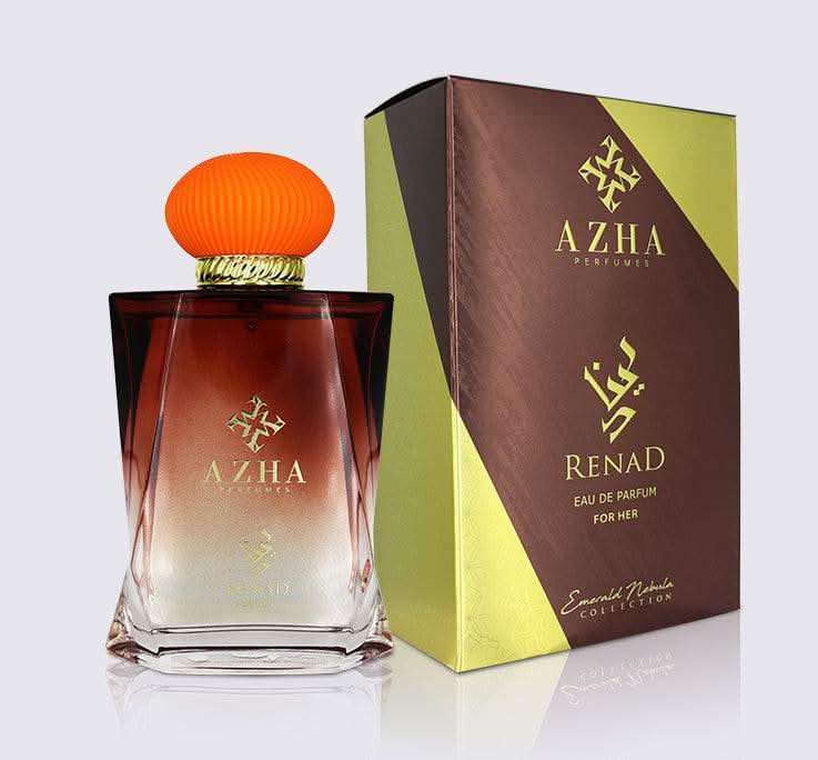 Azha Renad For Her Eau De Parfum 100ml bottle with elegant packaging, showcasing the clear glass and stylish design.