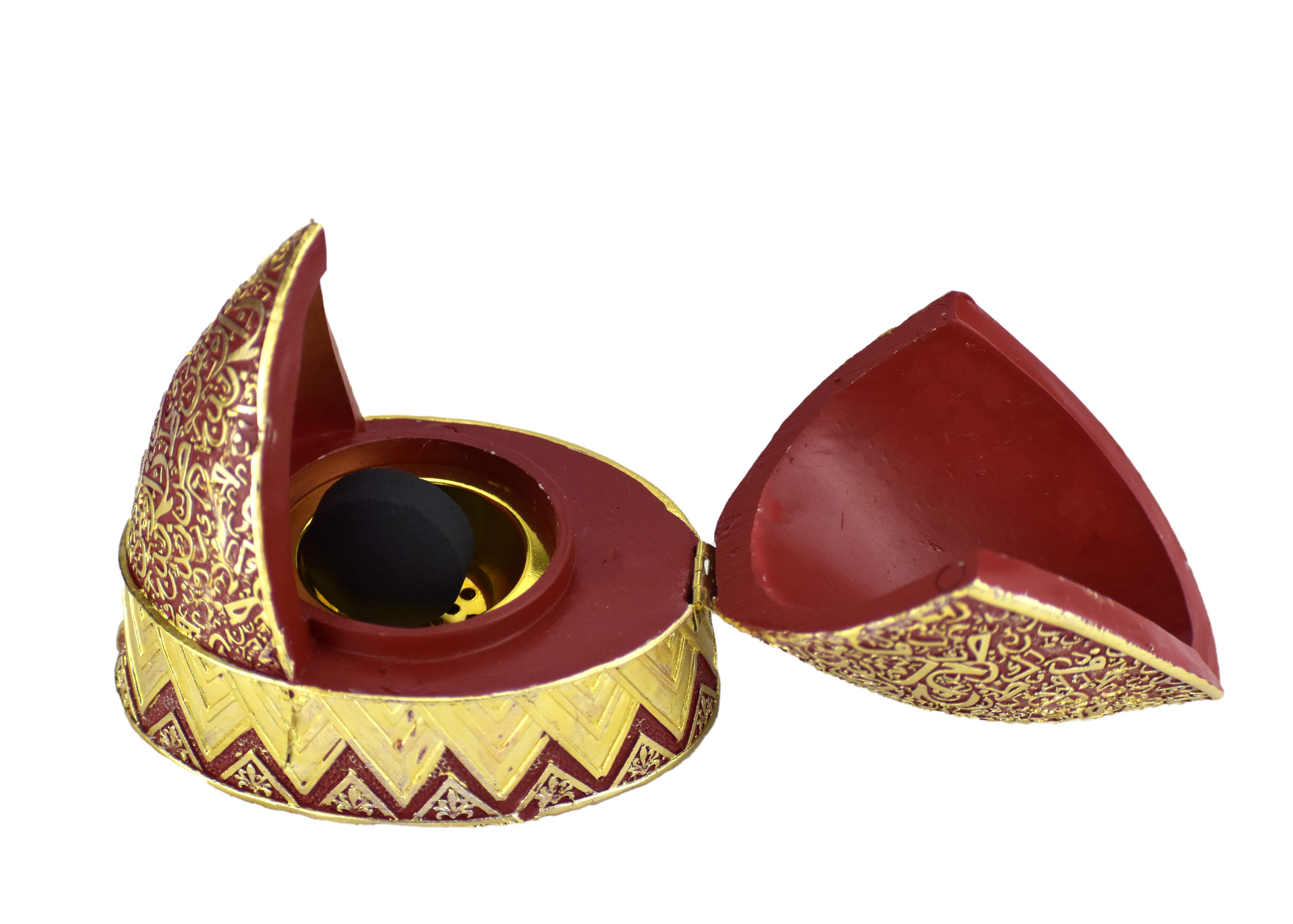 Calligraphy Arched Beehive Dome Style Closed Incense Bakhoor Burner - Red - Intense oud