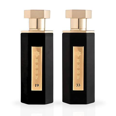 Reef 19 & Reef 33 EDP Sprays 100ML (3.4 OZ) By Reef Perfumes | Long Lasting & Luxurious Fragrance. (BUNDLE) - Intense Oud