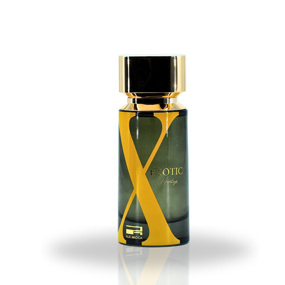 Exotic Heritage Pour Homme Eau De Parfum spray by Rue Broca, 100ML, featuring woody, fruity, aromatic notes.
