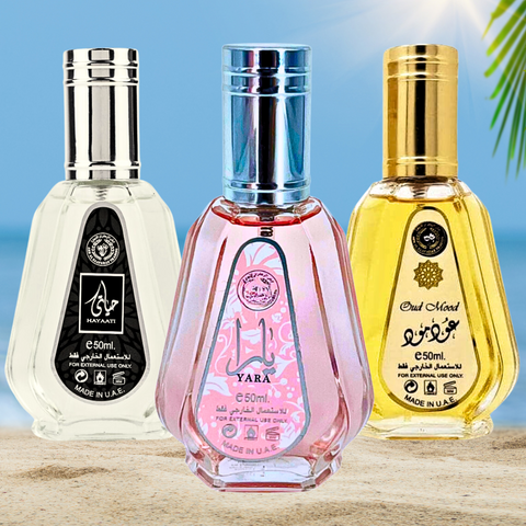 Yara, Hayaati & Oud Mood - EDP 50ML (1.7 OZ) by Ard Al Zaafaran, MINI (Travel Size) Perfumes Collection, Perfumes for Men & Women. (ELEGANT BUNDLE) - Intense Oud