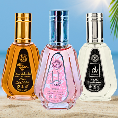 Yara, Qaed Al Fursan & Hayaati - EDP 50ML (1.7 OZ) by Ard Al Zaafaran, MINI (Travel Size) Perfumes Collection, Perfumes for Men & Women. (ICONIC BUNDLE) - Intense Oud