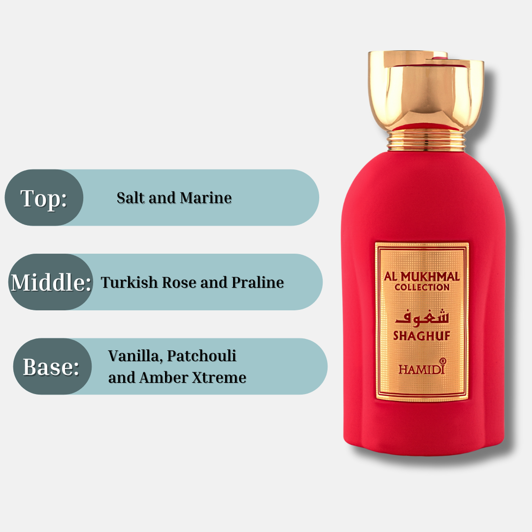 AL MUKHMAL - SHAGHUF EDP Spray 100ML (3.4 OZ) By Hamidi | Experience The Fiery Embrace With This Enchanting Fragrance. - Intense Oud