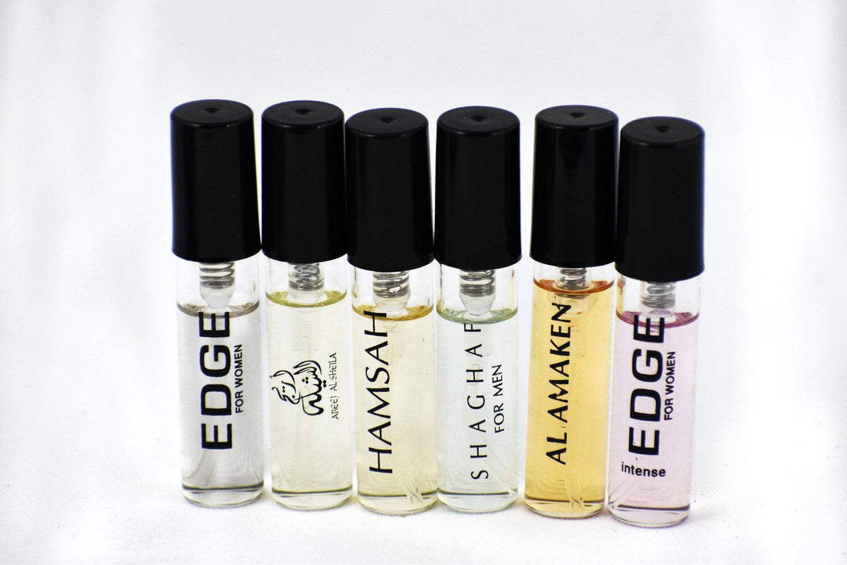 6 SA Sample-Edge & Intense Women, Areej Al Sheila, Hamsah, Shaghaf Men, Amaken - Intense oud