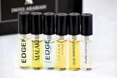 6 SA Sample-Edge & Intense Men, Malaki, Shaghaf Aswad, Maknoon, Pure Instinct - Intense oud